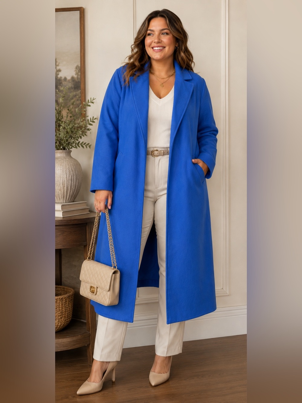 Maje Geode Bleu Ciel Sky Blue‎ Wool Silk Blend Long Coat Notched Lapel Size 36